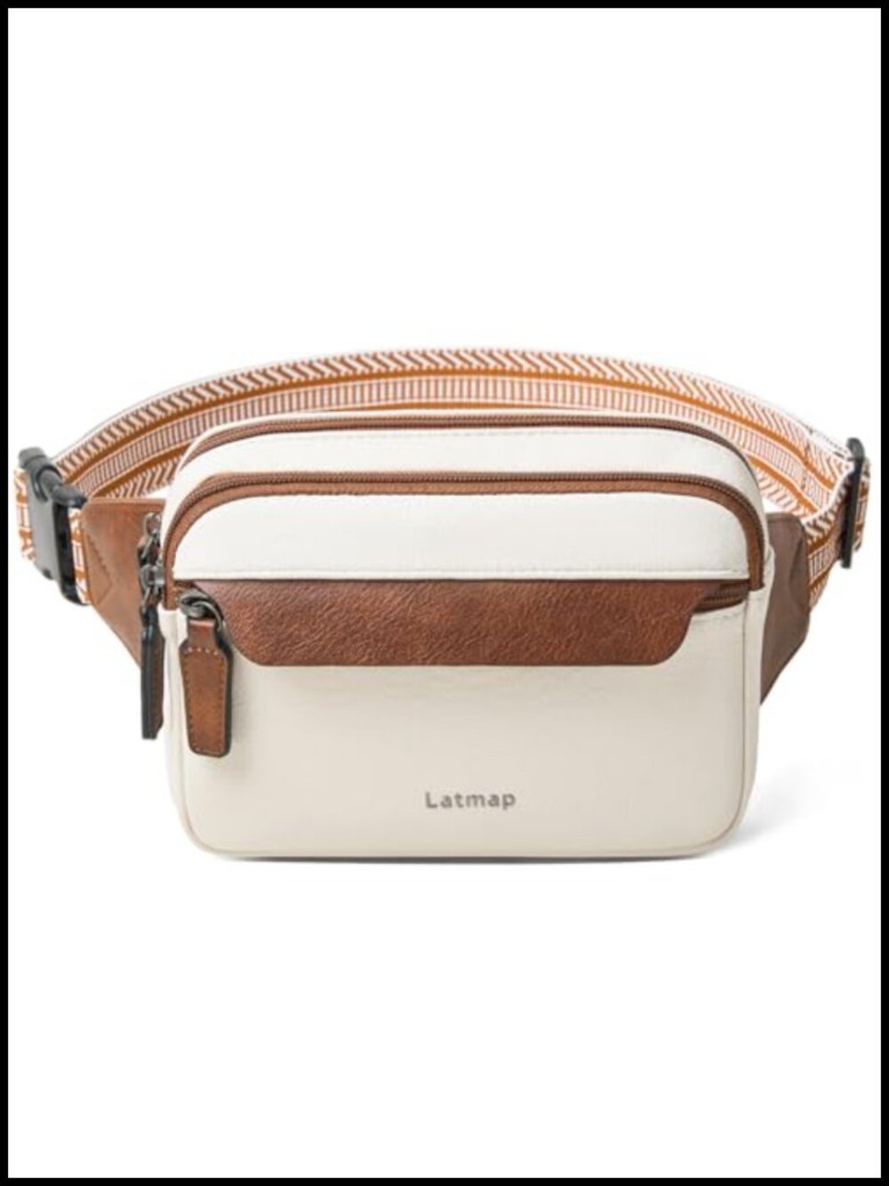 Faux Leather Fanny Pack Crossbody Belt Bag 4 Zipper 3L